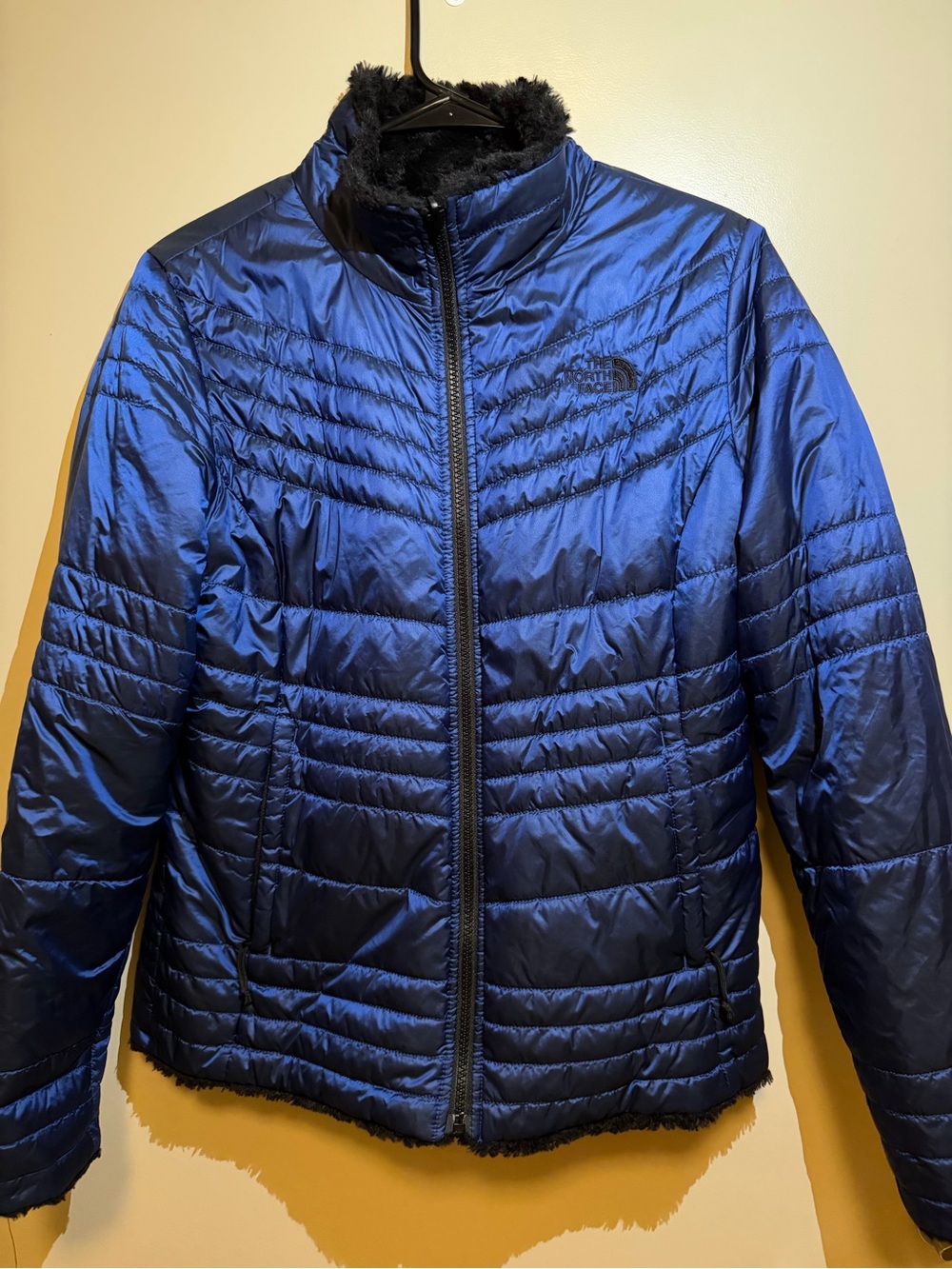The North Face Navy Blue Quilted Puffer Jacket Reversible